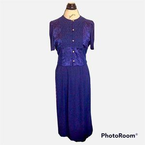 Miss Dorby Dress Vintage 80's Layered Look Textured Contrast Vest Church Tea